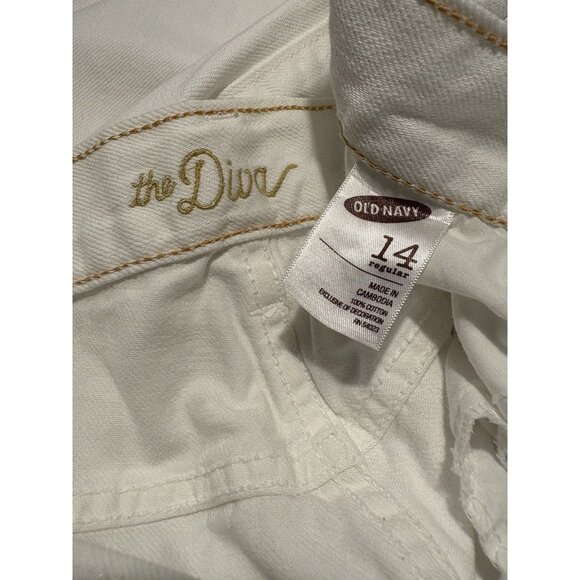 OLD NAVY White Diva Jeans Denim Pants Distressed Size 14 - Picture 5 of 9